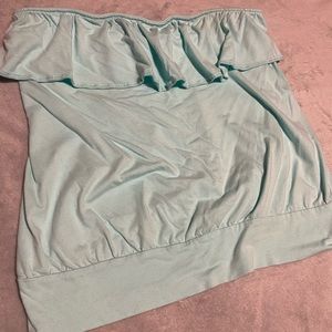 Blue Ruffled Tube Top